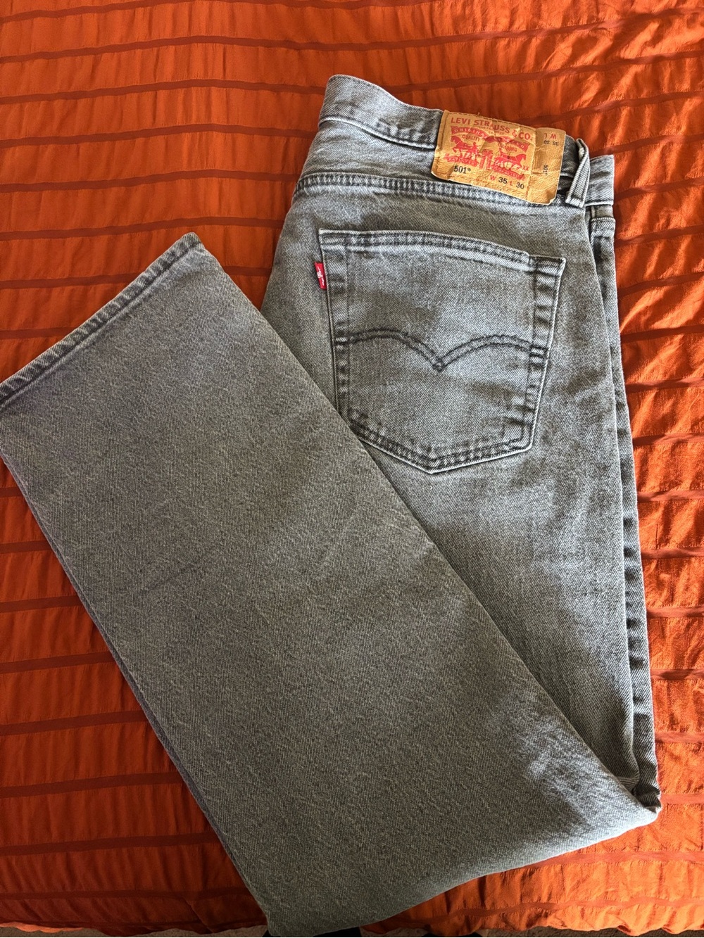 Levi’s 501 Original Fit Jeans Men’s 35x30 Gray Dirienzo Straight Leg Like New